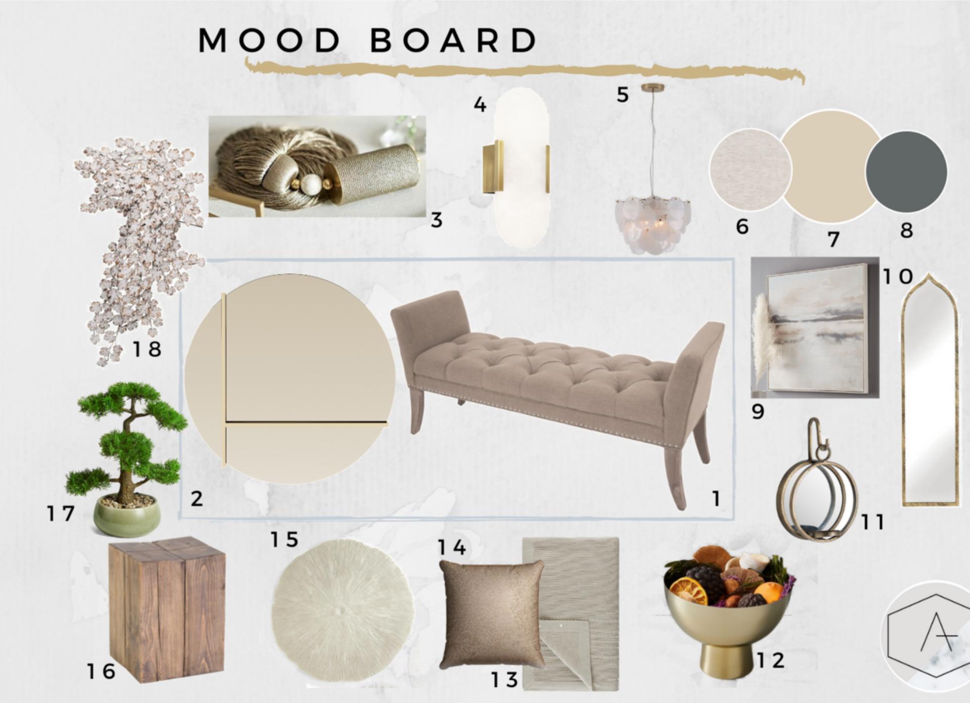 Material palette and finishes curated by Studio Noorhaus